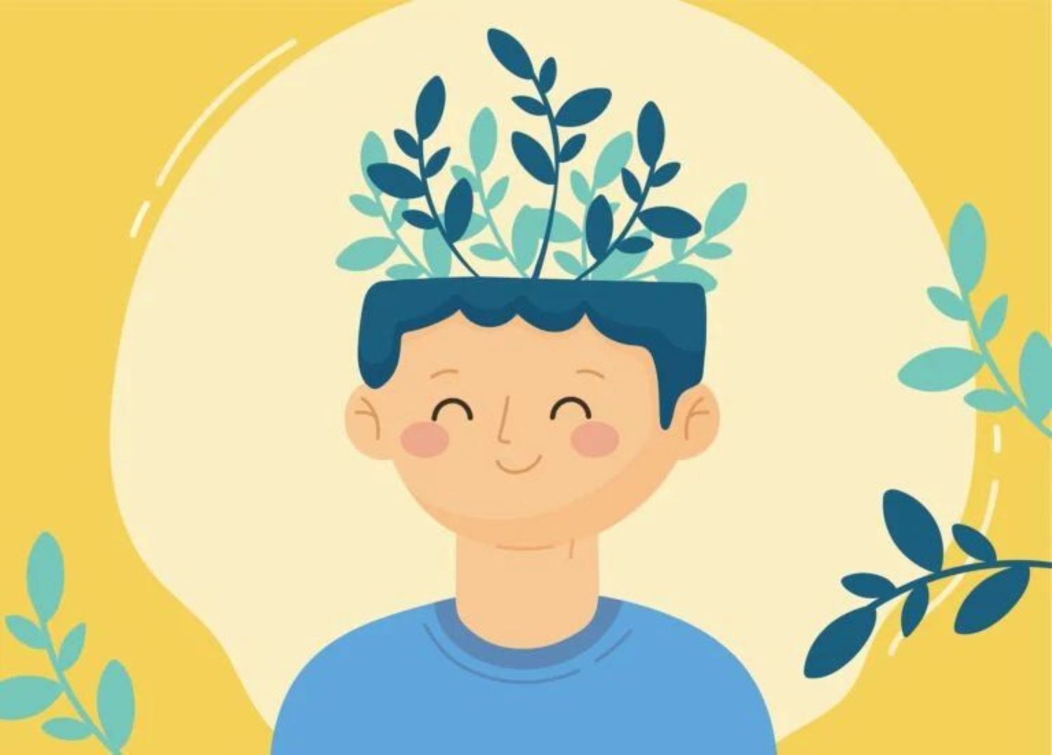 Wellbeing image of child with leaves growing as hair